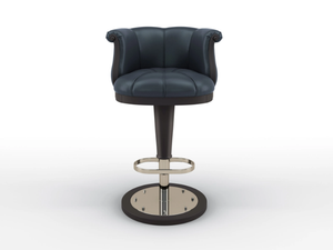 FLOWER - High leather barstool with footrest _ BRUNO ZAMPA